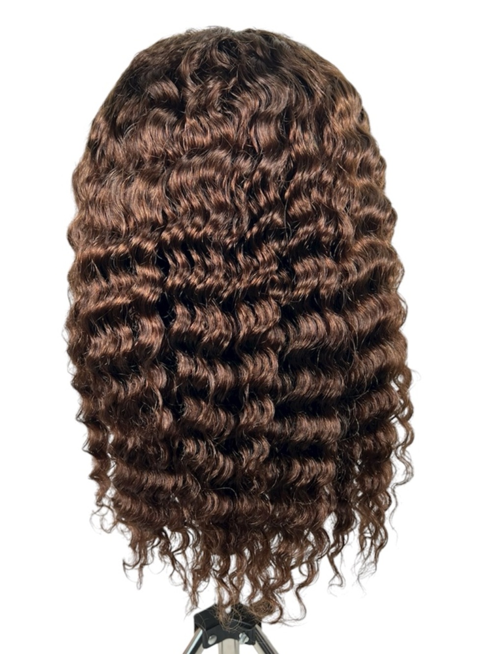 Chocolate Brown Deep Wave Human Hair Glueless 20 Inch Wig